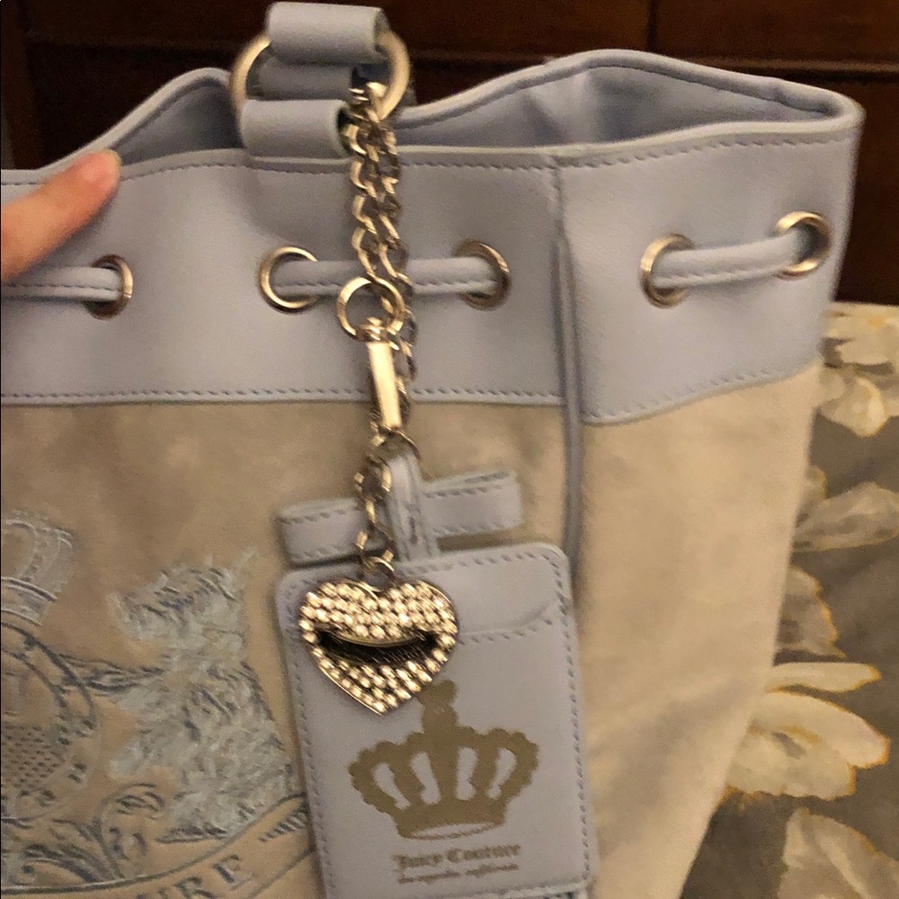 Juicy Couture Classic Scottie Dogs Daydreamer Dove Grey and Blue Tote Bag - Picture 9 of 12